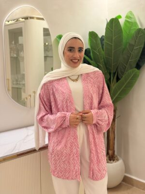 Satin Kimono Printed Pink One Size